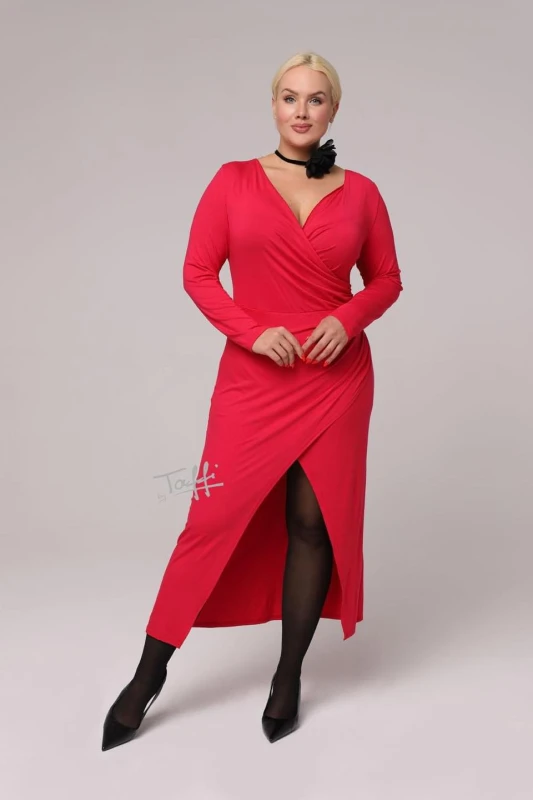 TAFFI sukienka BARDOT malina
