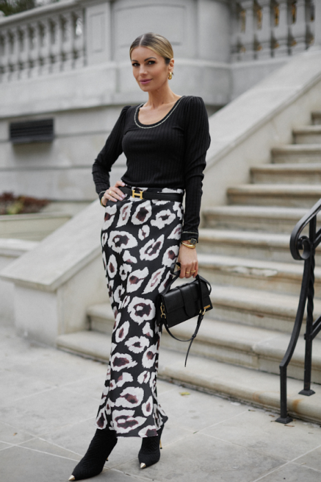 CARMEL spódnica FASHION czarna cętki