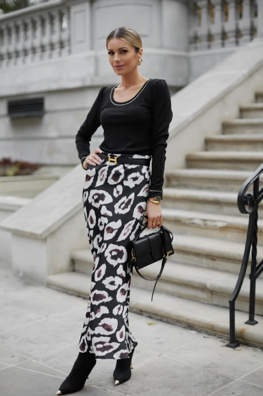 CARMEL spódnica FASHION czarna cętki
