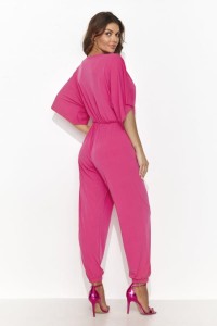 MAKADAMIA / NUMINOU kombinezon damski z nogawkami ze ściągaczem baby pink