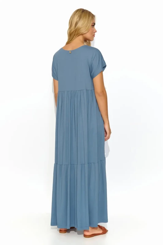 MAKADAMIA Sukienka z falbanami (jeans)