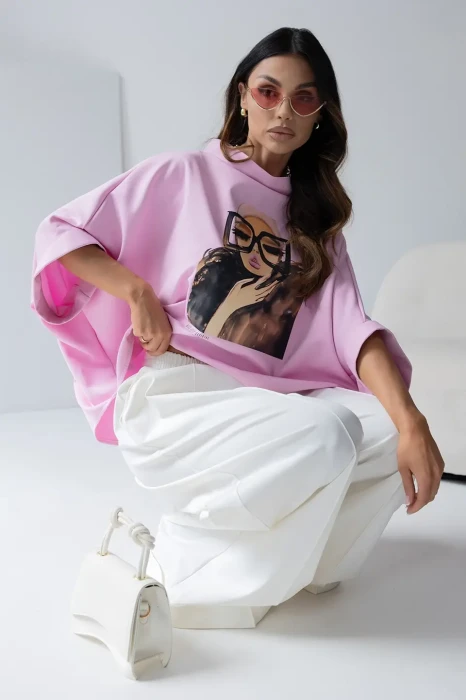 MISS CITY OFFICIAL Bluzka Kimono Glasses (jasny róż)