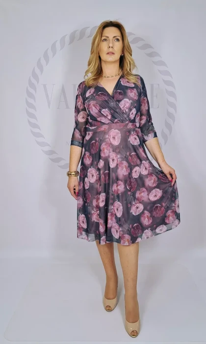 OHANA Sukienka kopertowa LADY siatka (pudrowe magnolie)