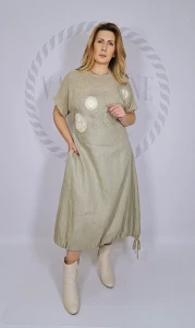 ZELE Sukienka lniana "Koła"model 3635 (natural)