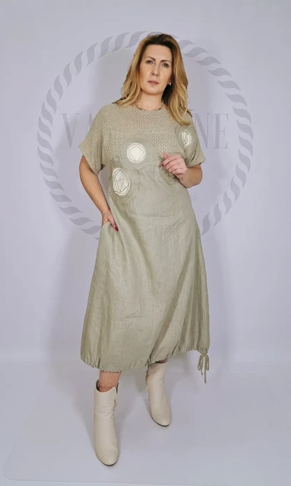 ZELE Sukienka lniana "Koła"model 3635 (natural)