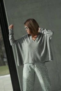 BASTET Sweter kwadrat (szary) model 1002