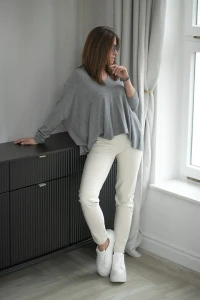 BASTET Sweter kwadrat (szary) model 1002