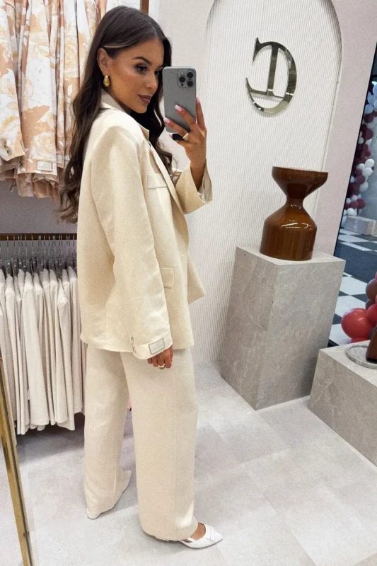 CARMEL Żakiet lniany BOHO (beż)