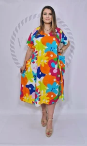 Sukienka lniana kwiaty