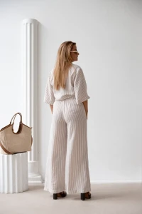 CARMEL Komplet damski BOHO len-bawełna (beż)