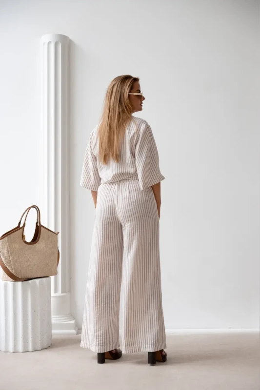 CARMEL Komplet damski BOHO len-bawełna (beż)