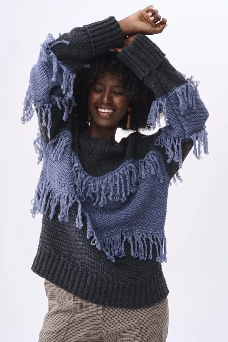 BLUE SHADOW Sweter damski Blansz (grafit)