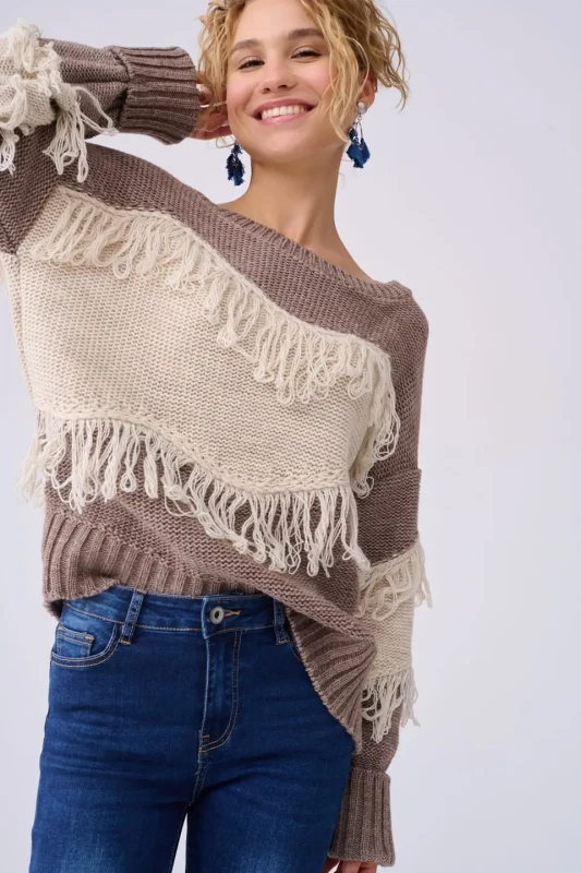 BLUE SHADOW Sweter damski Blansz (cappucino)