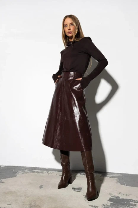 CARMEL Spódniczka GLOSSMIDY (bordo)