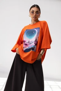 MISS CITY OFFICIAL T-shirt damski Car (pomarańcz)