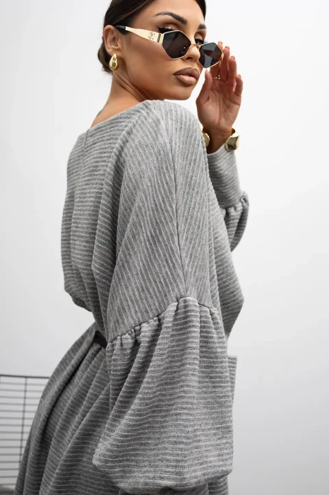 MISS CITY OFFICIAL Sukienka Outline Ribbed (szary)