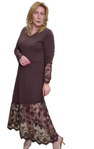 SASHA FERRANO Sukienka SUZI (koronka gipiura) (brąz)