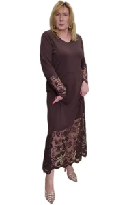 SASHA FERRANO Sukienka SUZI (koronka gipiura) (brąz)