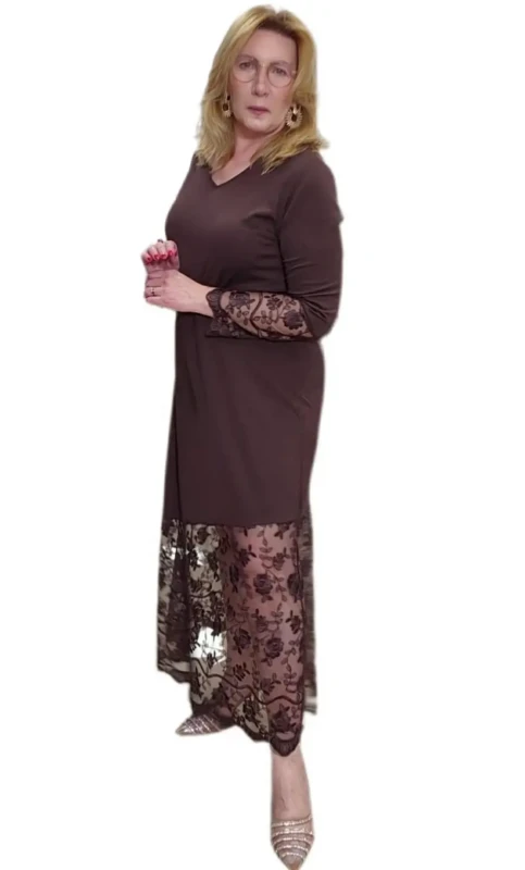 SASHA FERRANO Sukienka SUZI (koronka gipiura) (brąz)