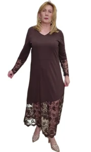 SASHA FERRANO Sukienka SUZI (koronka gipiura) (brąz)