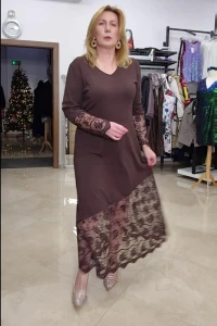 SASHA FERRANO Sukienka SUZI (koronka gipiura) (brąz)