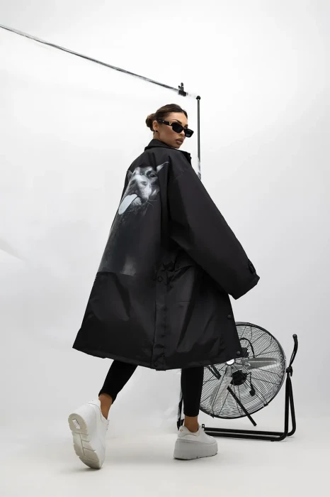 MISS CITY OFFICIAL Damski Płaszcz Urban Edge (czarny)