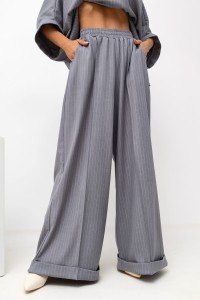 MISS CITY OFFICIAL Damskie Spodnie Striped Pattern (szary)
