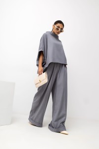 MISS CITY OFFICIAL Damskie Spodnie Striped Pattern (szary)