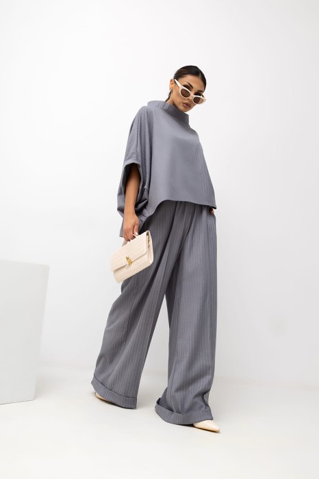 MISS CITY OFFICIAL Damskie Spodnie Striped Pattern (szary)