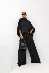 MISS CITY OFFICIAL Damskie Spodnie Striped Pattern (czarny)