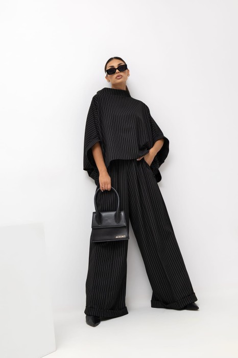 MISS CITY OFFICIAL Damskie Spodnie Striped Pattern (czarny)