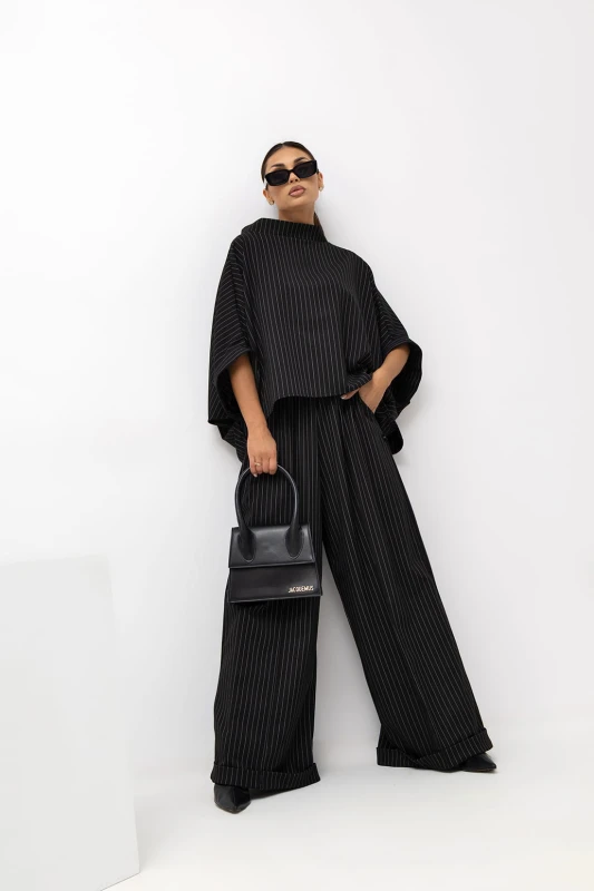 MISS CITY OFFICIAL Damskie Spodnie Striped Pattern (czarny)