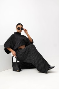 MISS CITY OFFICIAL Damskie Spodnie Striped Pattern (czarny)