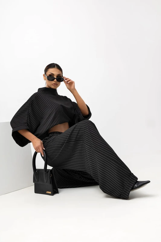 MISS CITY OFFICIAL Damskie Spodnie Striped Pattern (czarny)