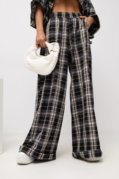MISS CITY OFFICIAL Damskie Spodnie Grid Pattern (czarny)