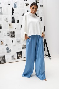 MISS CITY OFFICIAL Damska Bluzka Kimono Sweterek (biały)