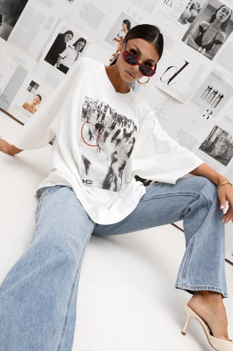 MISS CITY OFFICIAL Damski T-shirt Urban Focus (biały)