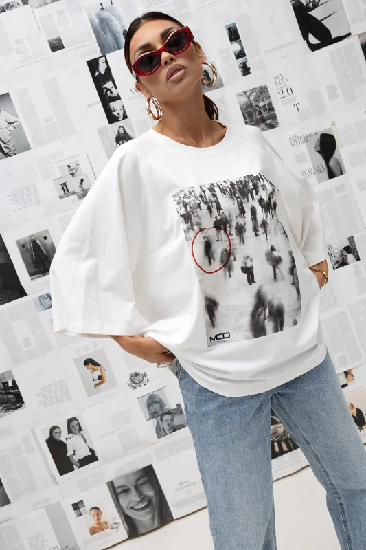 MISS CITY OFFICIAL Damski T-shirt Urban Focus (biały)