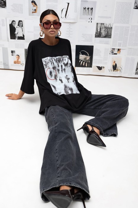 MISS CITY OFFICIAL Damski T-shirt Urban Focus (czarny)