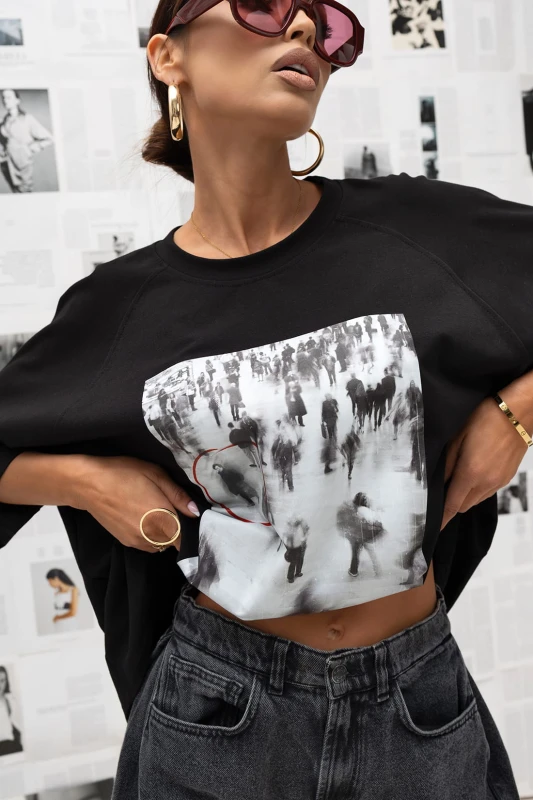 MISS CITY OFFICIAL Damski T-shirt Urban Focus (czarny)