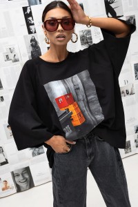 MISS CITY OFFICIAL Damski T-shirt Industrial Pop (czarny)