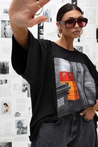MISS CITY OFFICIAL Damski T-shirt Industrial Pop (czarny)
