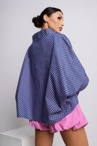 MISS CITY OFFICIAL Damska Bluzka Kimono Dot (niebiesko-różowy)