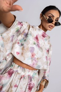 MISS CITY OFFICIAL Damska Bluzka Kimono Botanical (pudrowy beż)
