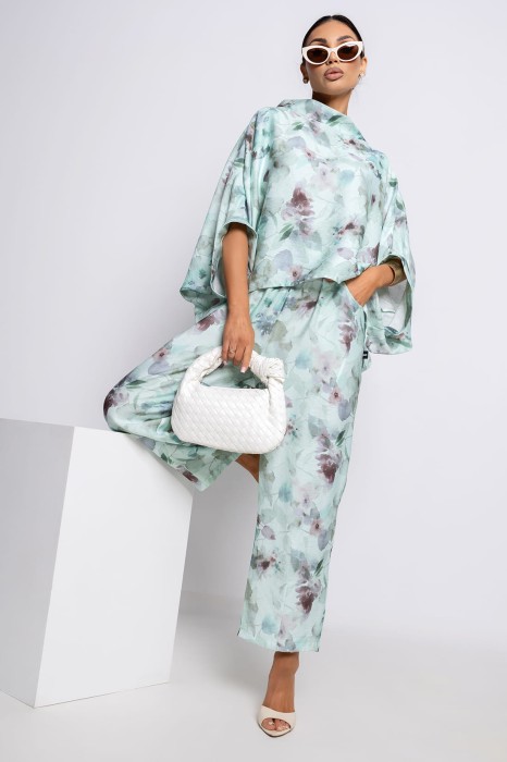 MISS CITY OFFICIAL Damska Bluzka Kimono Botanical (miętowy)