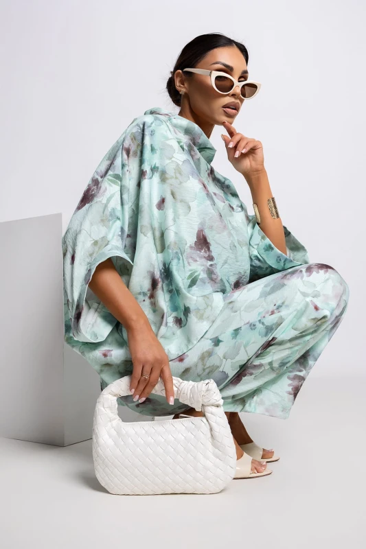 MISS CITY OFFICIAL Damska Bluzka Kimono Botanical (miętowy)