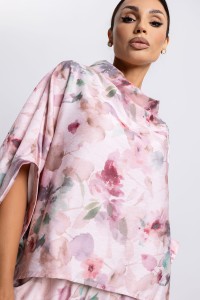 MISS CITY OFFICIAL Damska Bluzka Kimono Botanical (pudrowy róż)