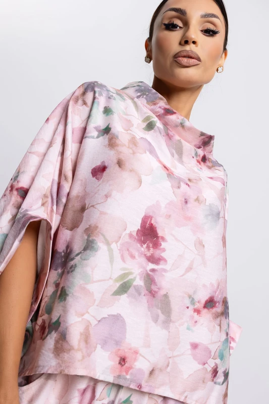 MISS CITY OFFICIAL Damska Bluzka Kimono Botanical (pudrowy róż)