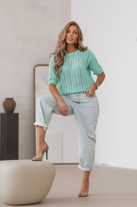 SimpliCity Sweter ażurowy Judie (mięta)