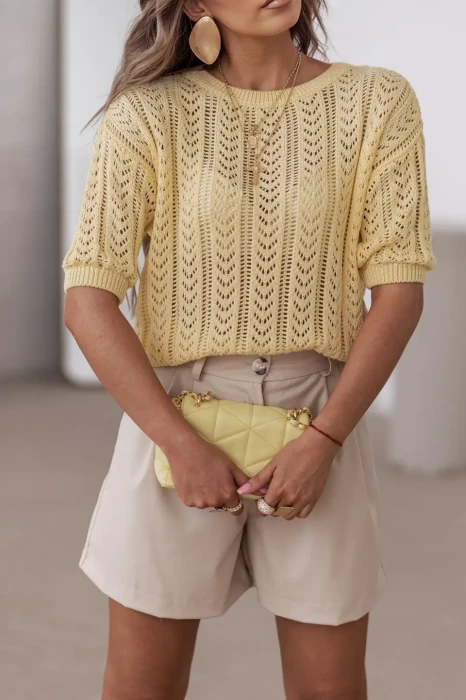 SimpliCity Sweter ażurowy Judie (banan)